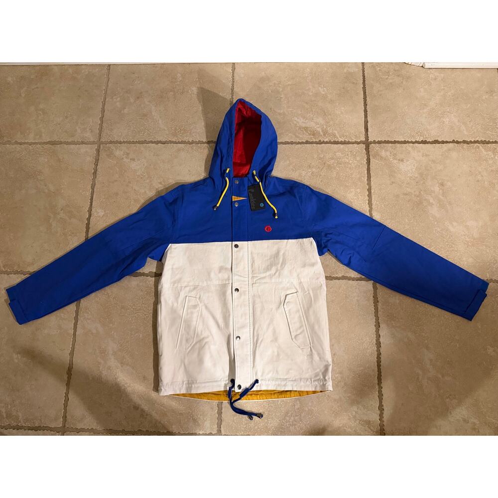 Cookies SF Berner Mens Hooded Windbreaker Jacket Blue/White/Red/Yellow SZ L NWT